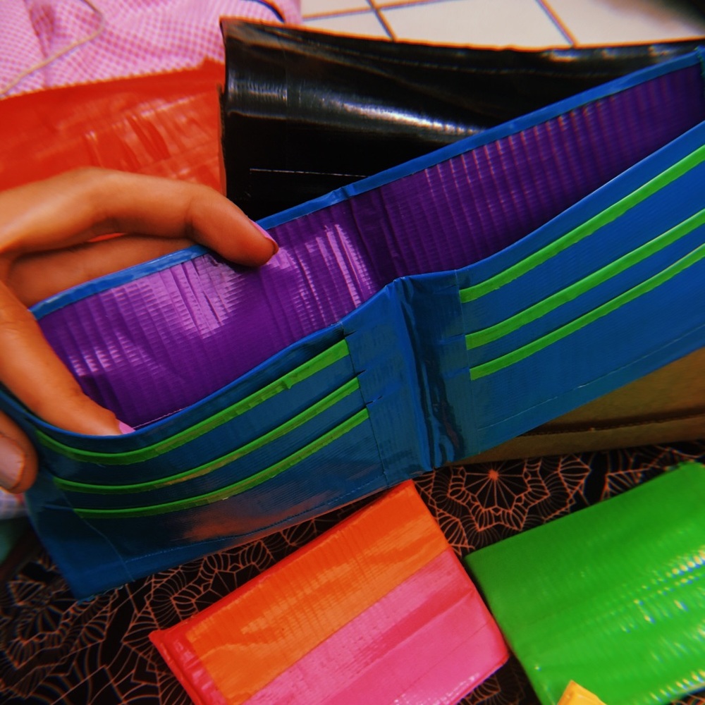 Multicolor handmade duct-tape wallet